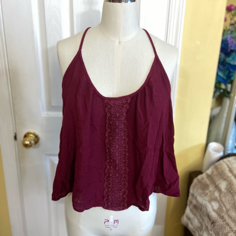 Dizzy Gal Burgundy Lace Trim Camisole